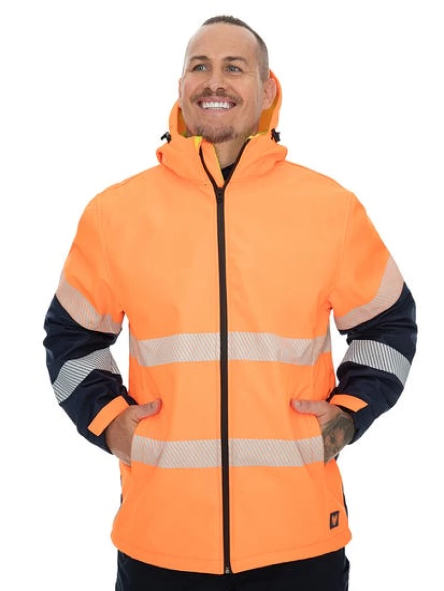 Traders Men's High Visibility Reflective Safety Jacket - Orange/Navy Workwear for Enhanced Visibility