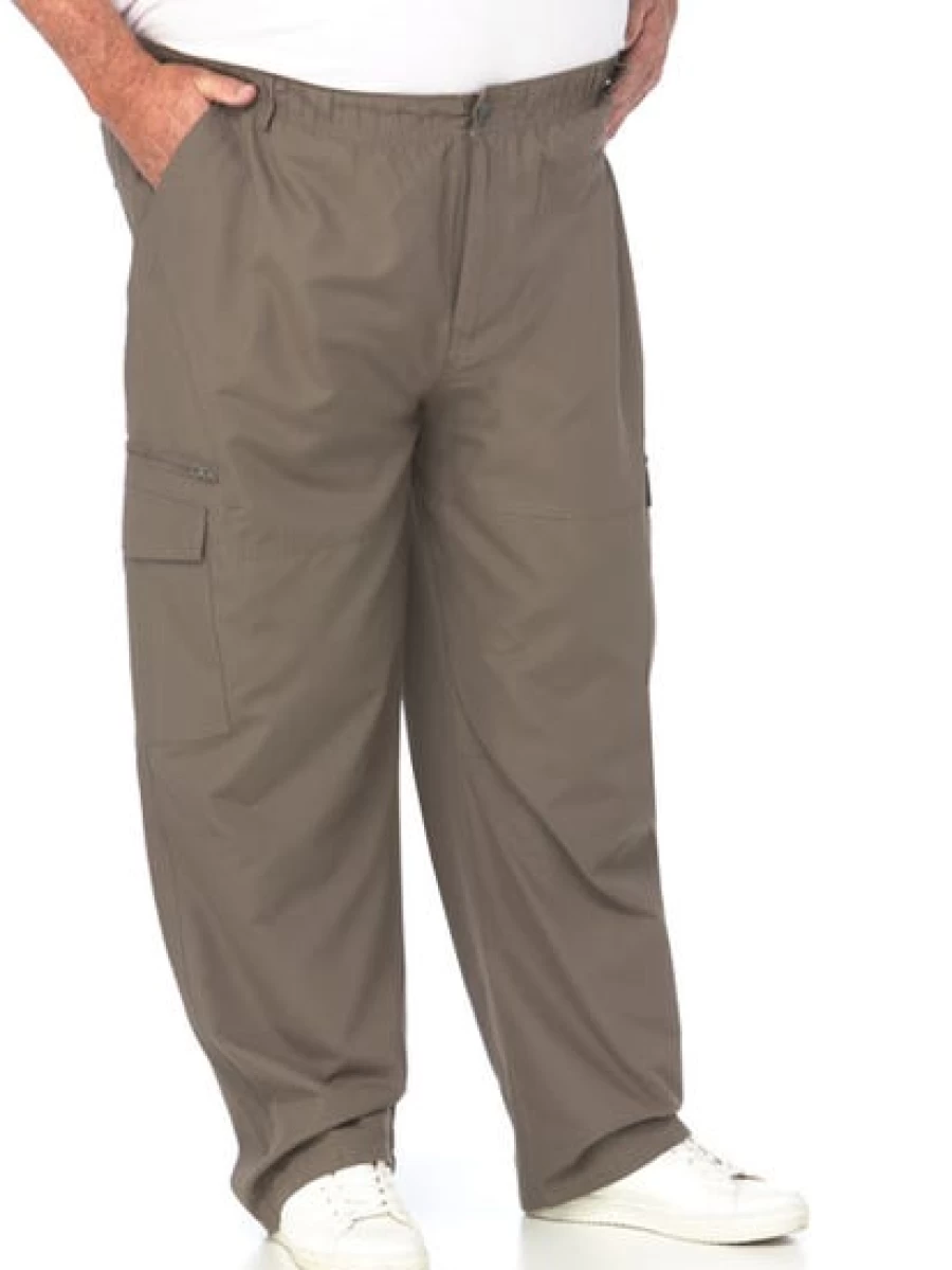 DBK Men's Big & Tall Relaxed Fit Cargo Pants - Comfortable Khaki Tactical Trousers