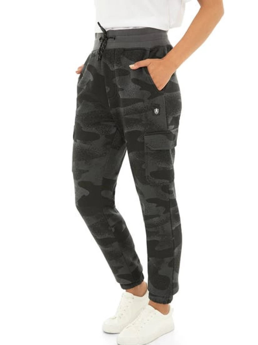 TROJAN Unisex Camo Grey Fleece Track Pants - Comfortable & Stylish Casual Wear