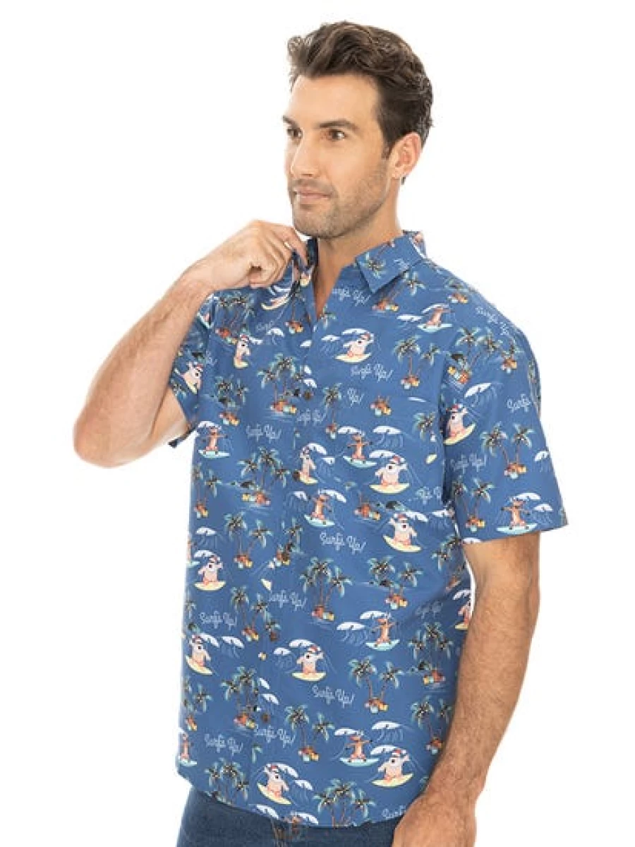 Lowes Blue Surf's Up Printed Christmas T-Shirt Holiday Design