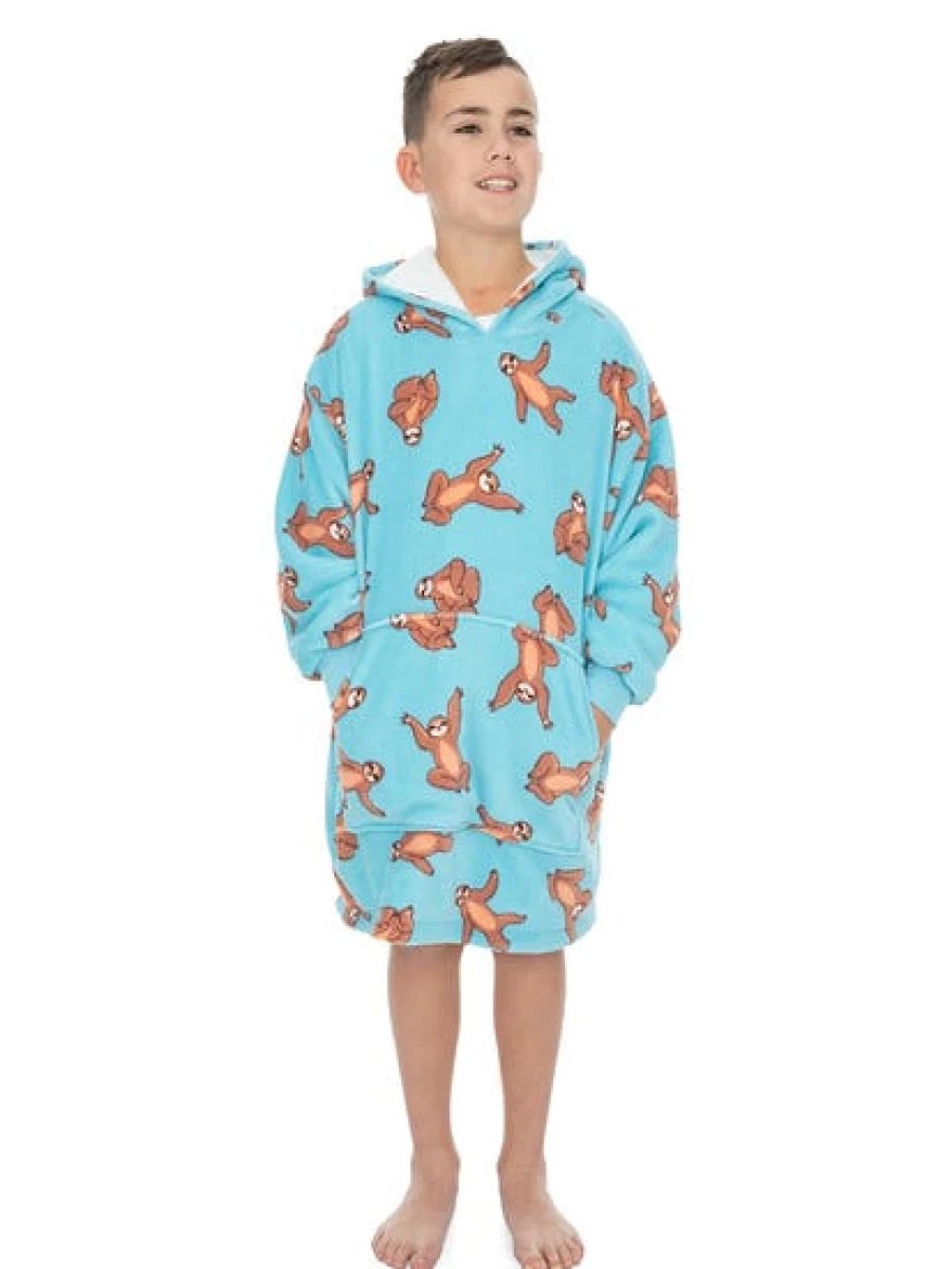 Lowes Men's Oversized Hoodie Blanket with Sloth Design - Cozy Fleece Lounge Wear