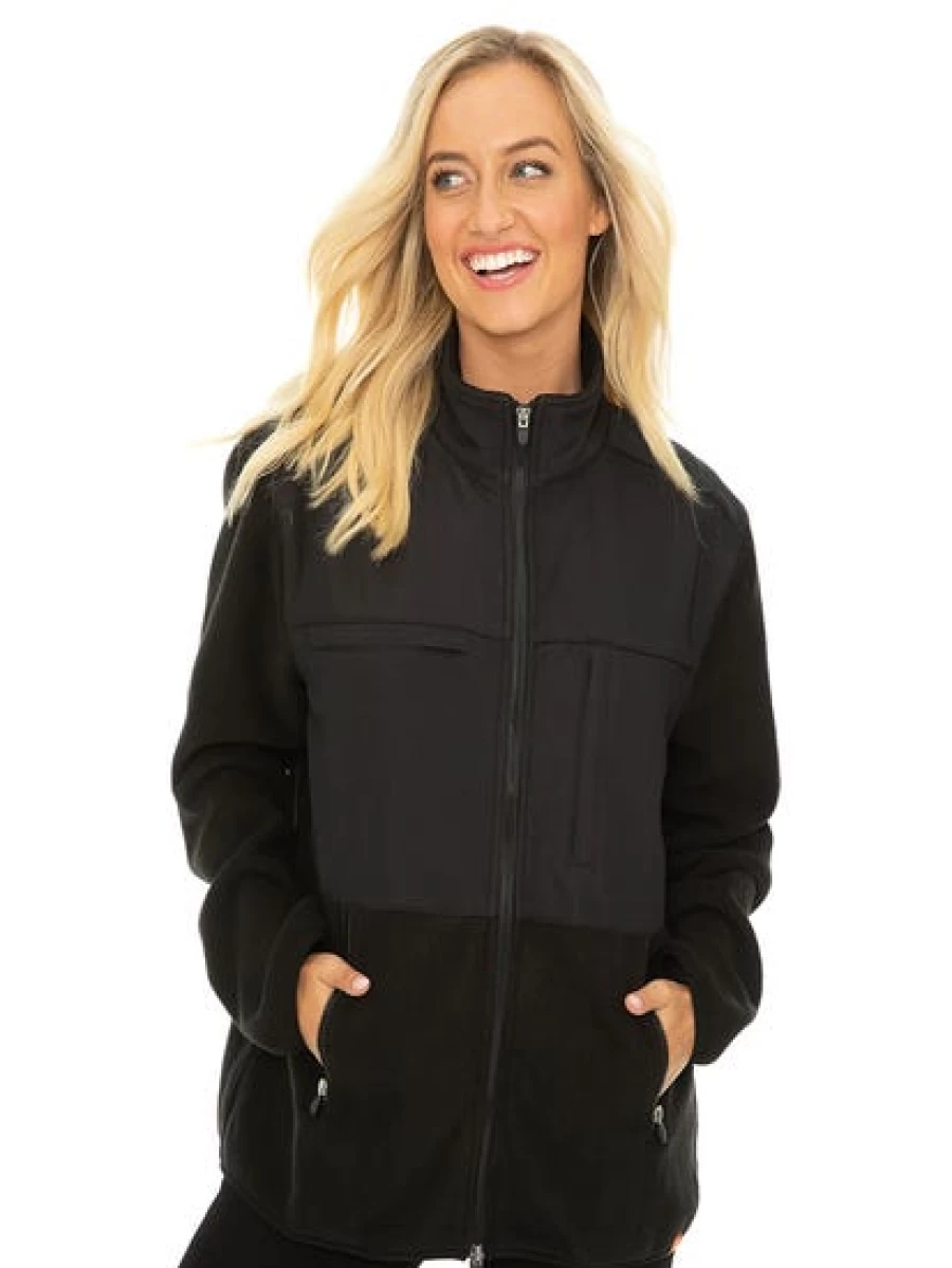 Outer Peak Men's Black Polar Fleece Zip-Up Jacket - Warm Winter Fleece Coat