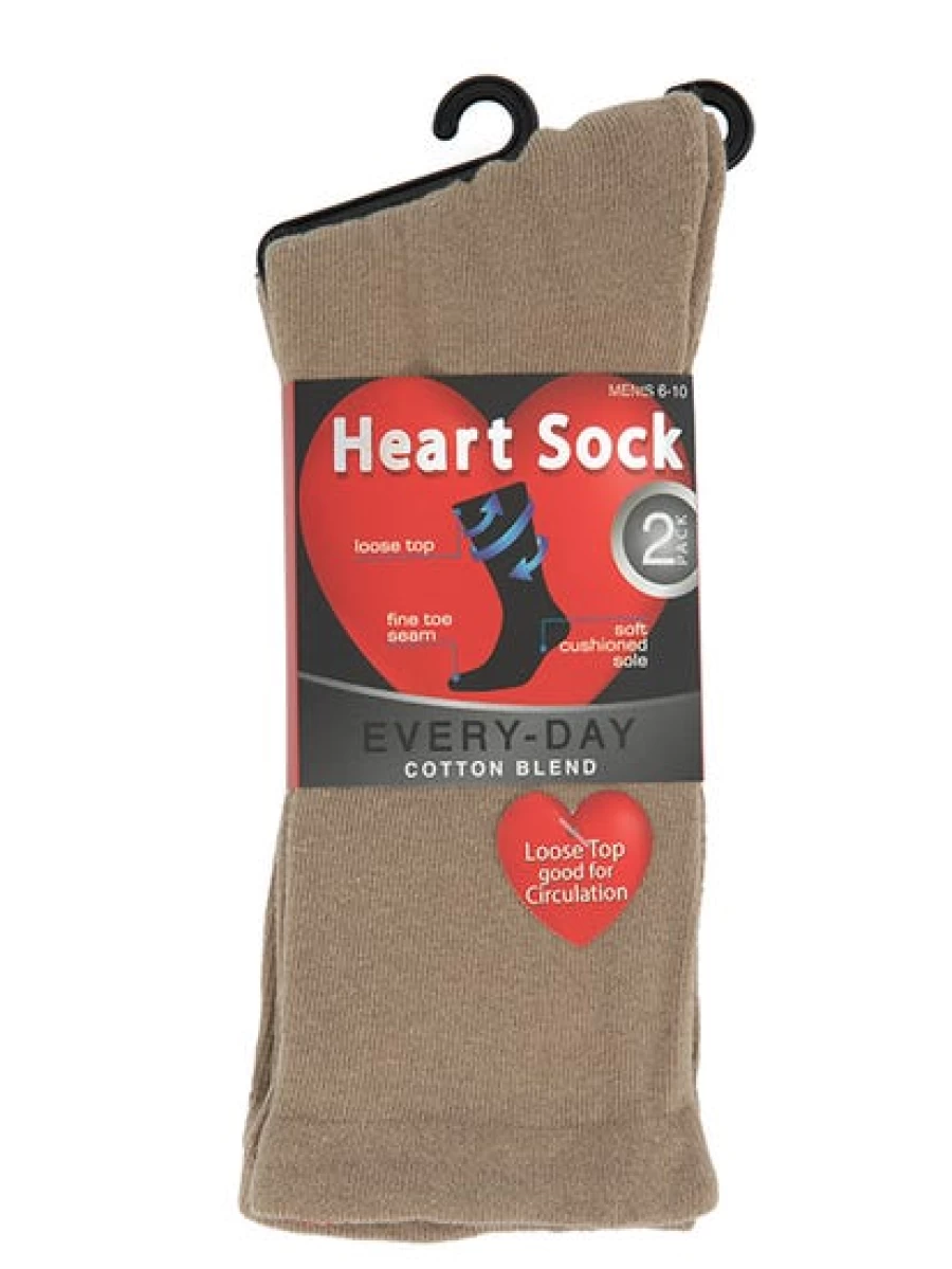 "Heart Men's Beige Heart Socks - 2 Pack Comfortable Casual Crew Socks"