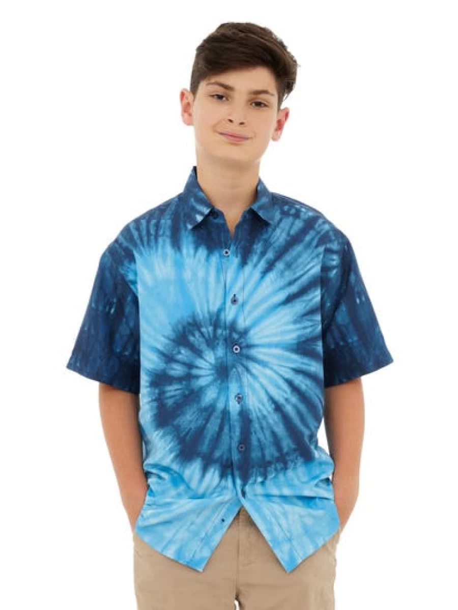 Lowes Men's Blue Tie Dye T-Shirt Casual Comfort Fit Crewneck Tee