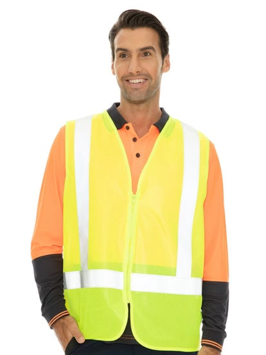 Lowes Men's High Visibility Yellow Zip Through Safety Vest