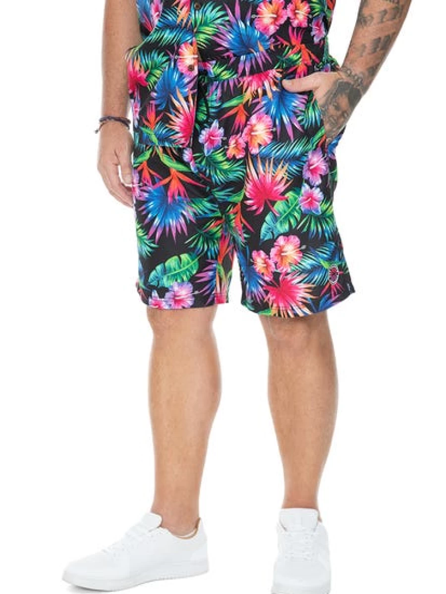 BUILT N FIT Men's Bright Tropical Print Workout Shorts - Lightweight & Quick-Dry Gym Shorts for Men